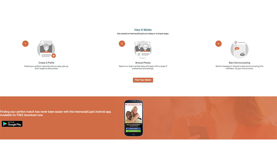 InterracialCupid Interfaz y diseño