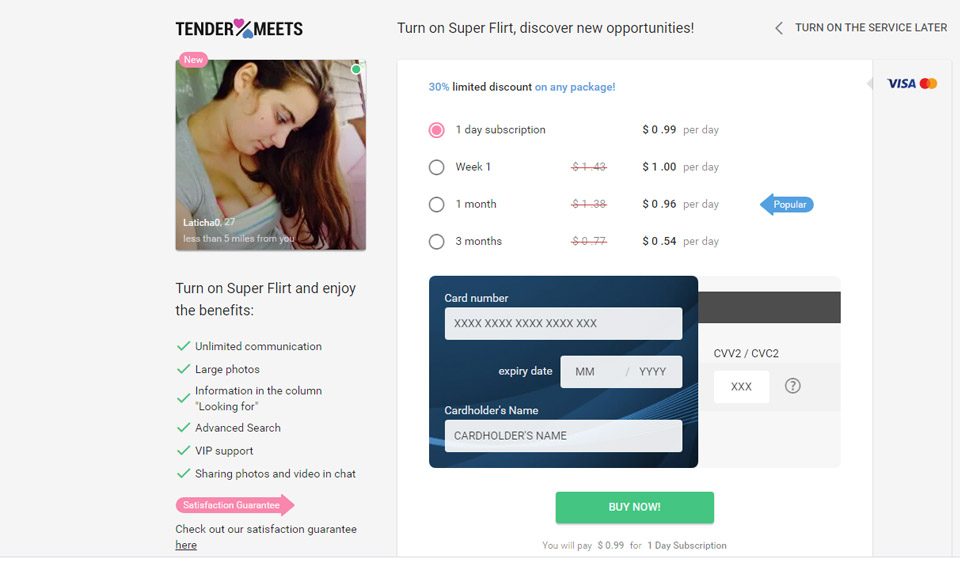 Características especiales de TenderMeets