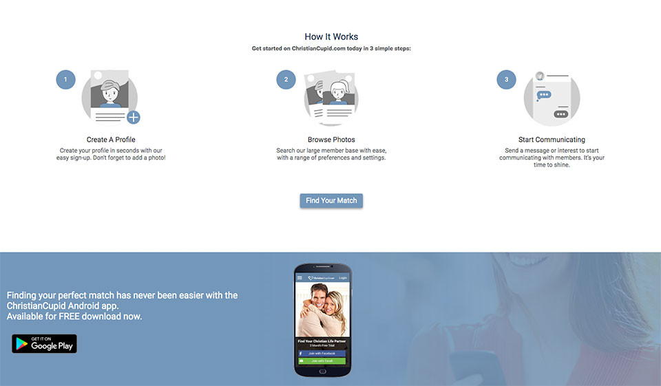 Experiencia de citas suave y agradable en ChristianCupid