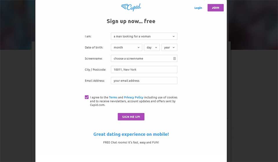 Búsqueda de Cupid.com que puedes usar para encontrar coincidencias