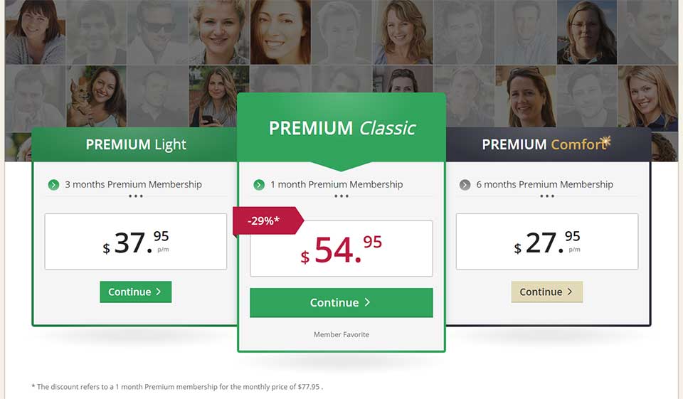 Opciones de membresía gratuita y premium