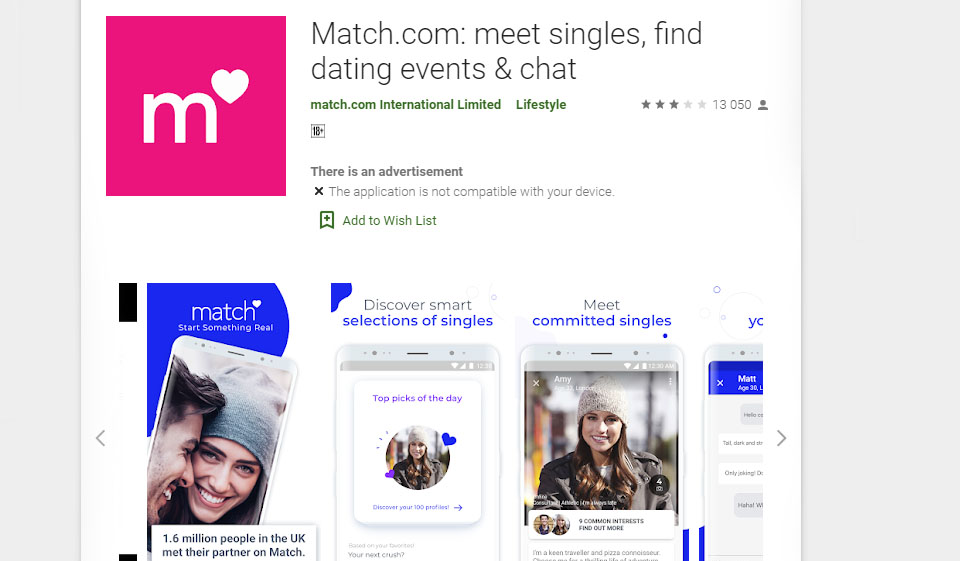 Aplicación de citas Match.com