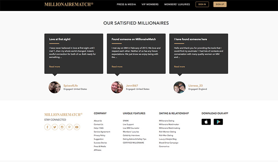 Revisión de MillionaireMatch: ¿es un lugar confiable para encontrar una combinación perfecta?