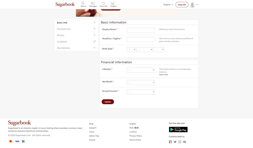 Usuarios gratuitos en Sugarbook