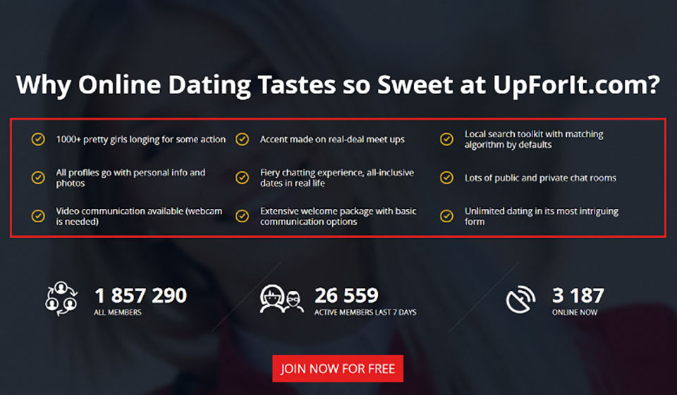 Revisión de UpForIt: sitio web ideal para diversión sin ataduras