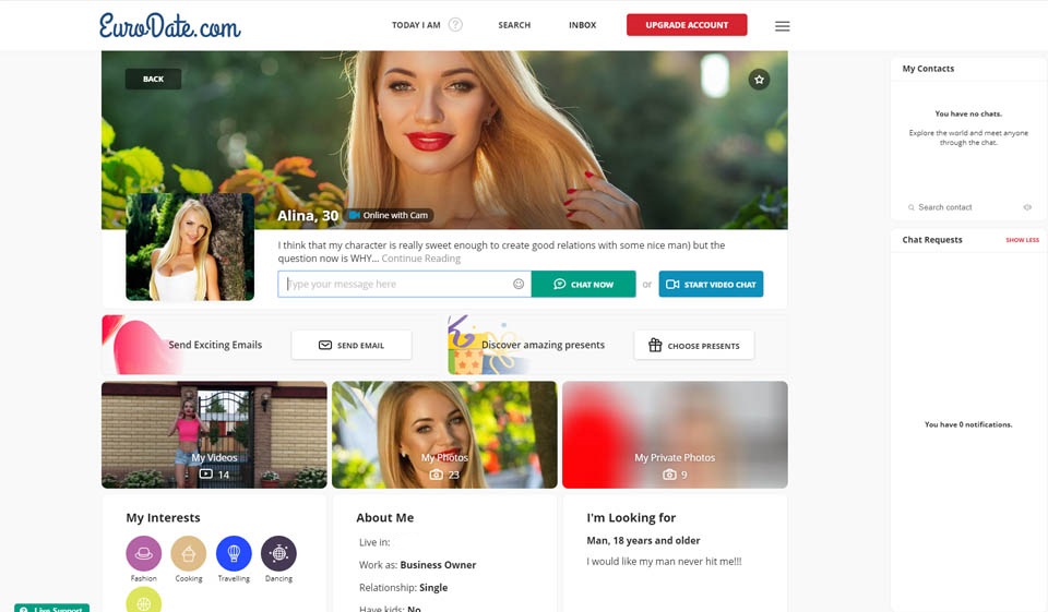 Características clave de Eurodate?