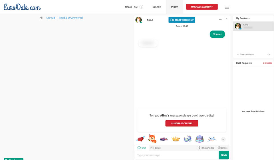 Proceso de registro de Eurodate y creación de perfiles