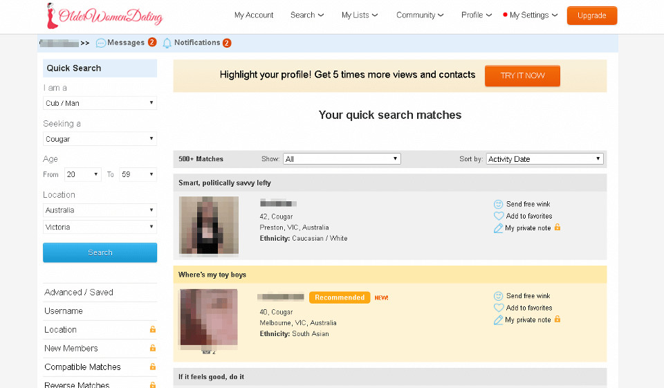 Precios de suscripción de citas para mujeres mayores