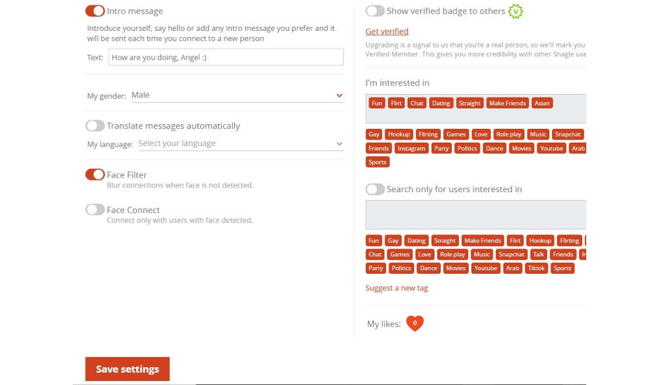 Información de búsqueda de Shagle