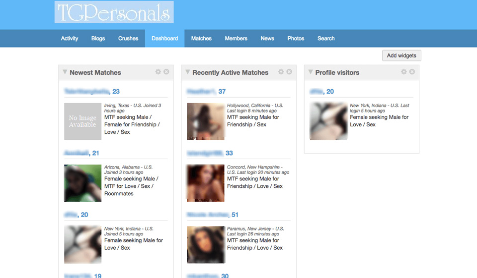 ¿Qué aspecto tiene la aplicación móvil TGPersonals?