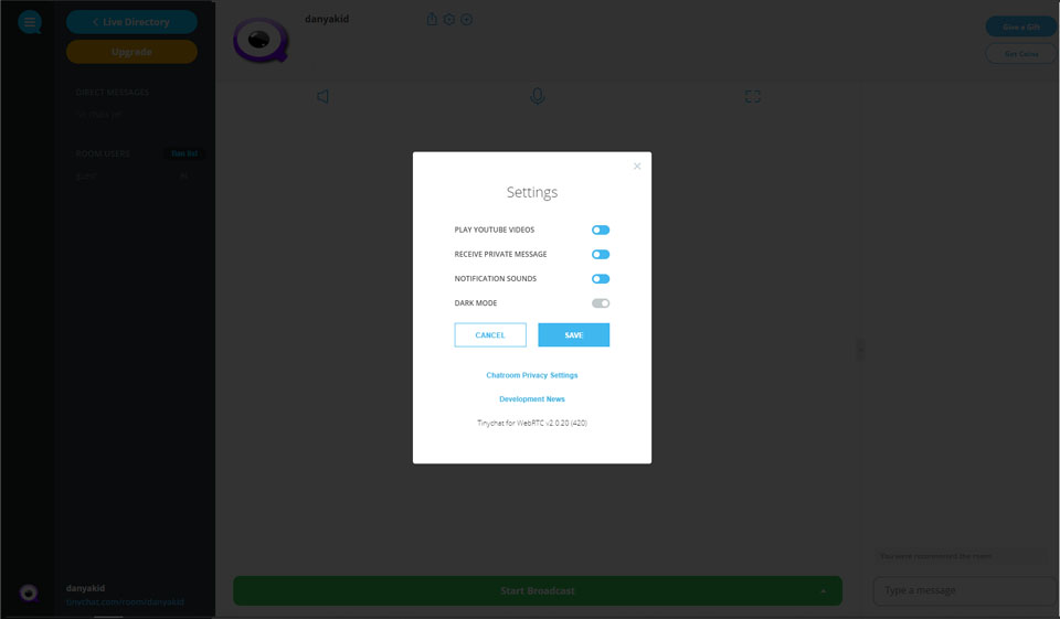 Cancelar su suscripción a TinyChat