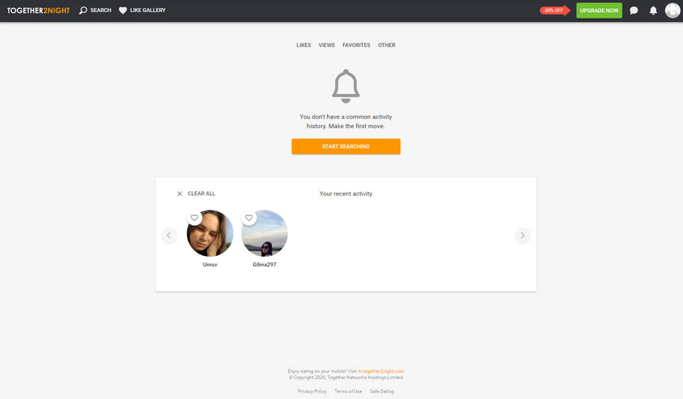 Aplicación móvil Together2Night