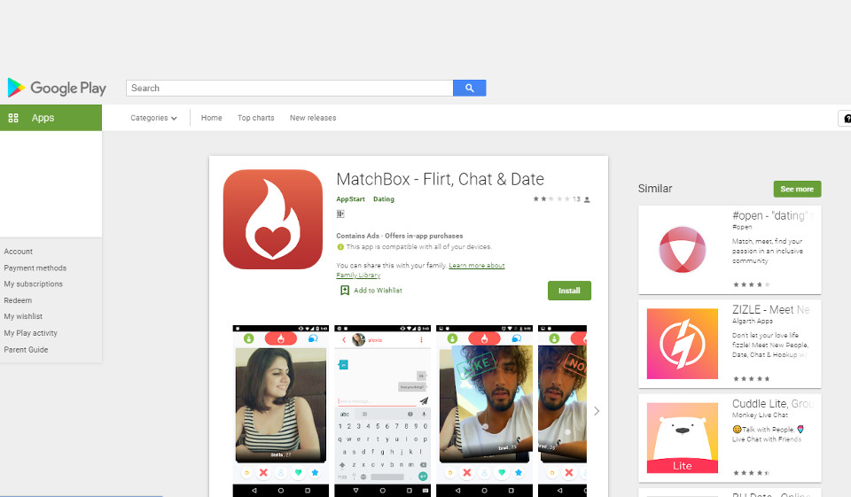 Aplicación móvil MatchBox