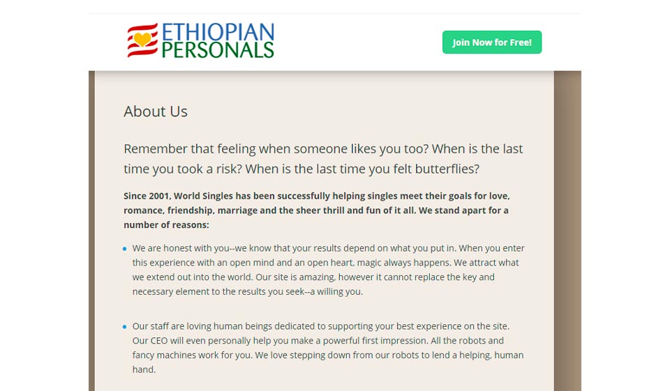 Coincidencia y chat de EthiopianPersonals