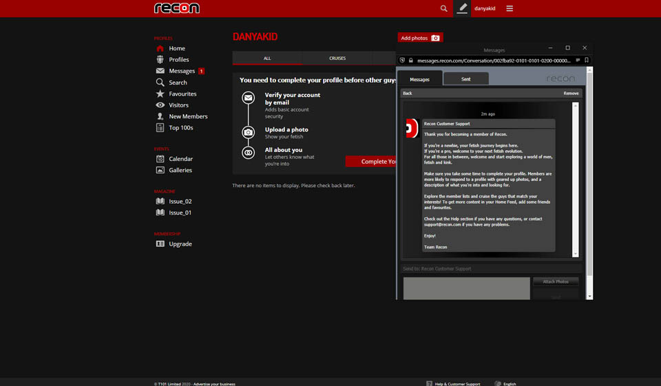 Experiencia de registro de Recon y creación de perfil de usuario