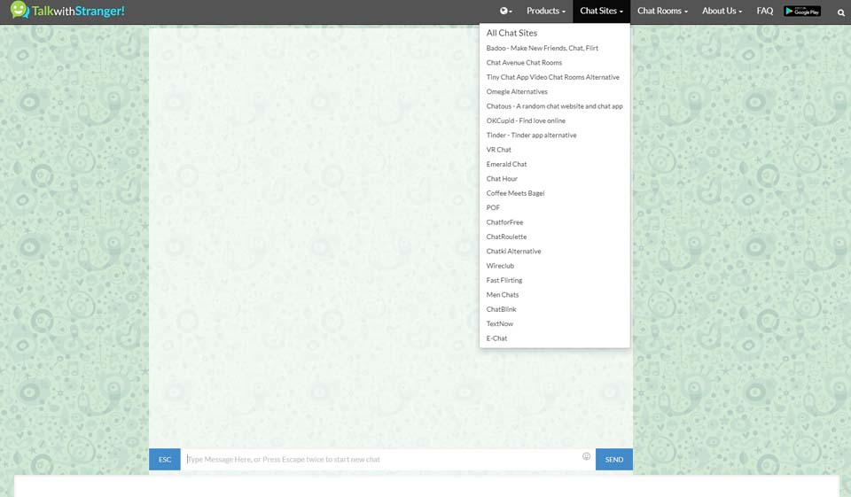 Opciones de búsqueda de TalkWithStranger